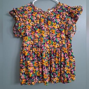 Umgee Vibrant Floral Dress with Ruffles